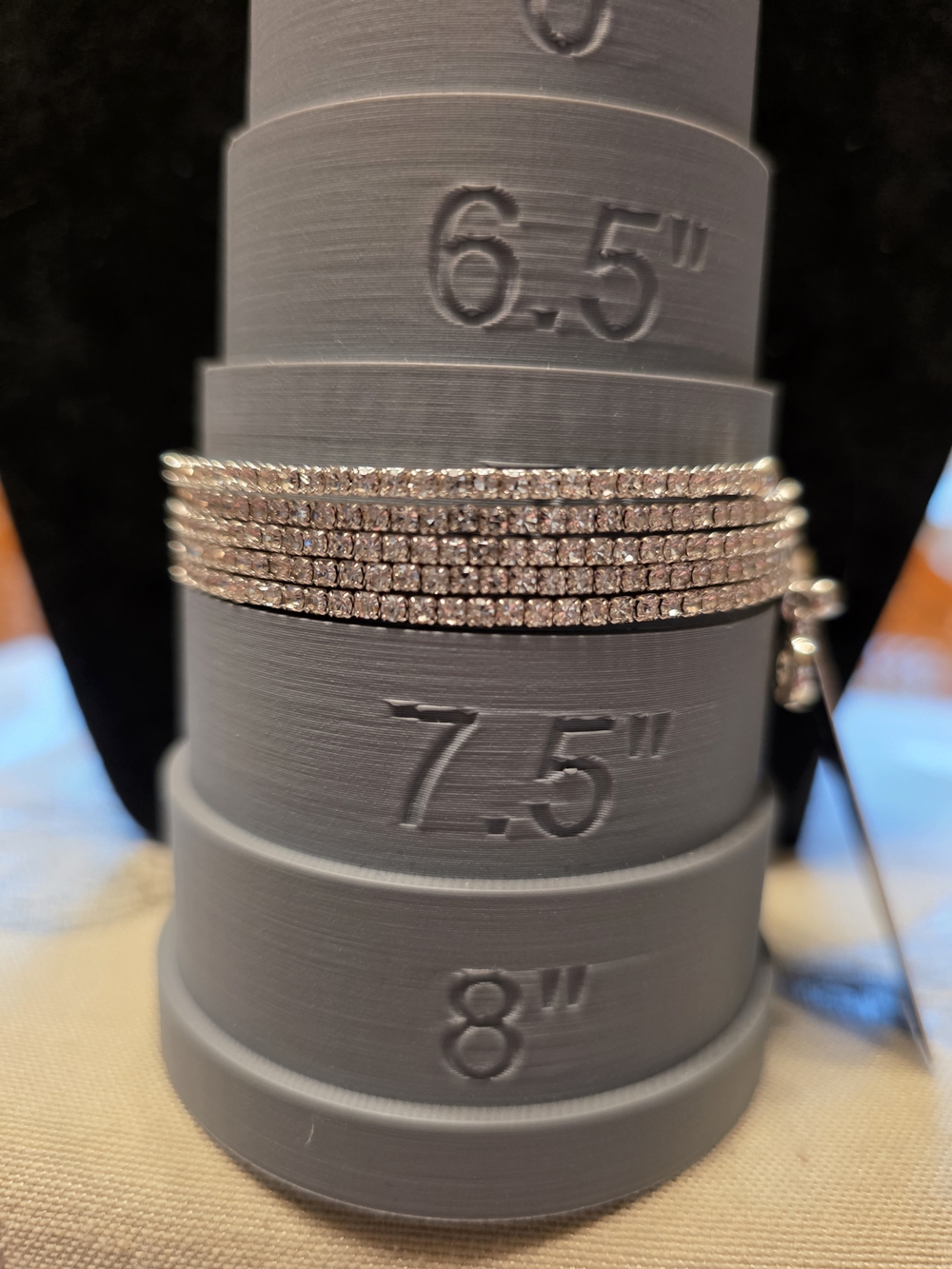 #397 Anne Klein Silver-Tone Crystal Multi-Row Bracelet